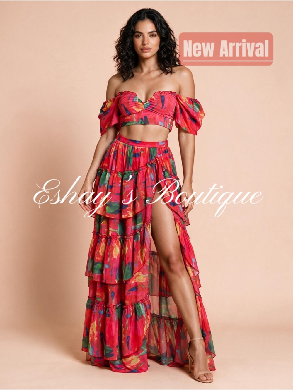 Tropical sunset ruffle skirt set ☀️please read the description below